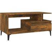 Berkfield Home Coffee Table Smoked Oak 90x49x45 cm Engineered Wood in Brown | Size: 90 x 49 x 45 cm