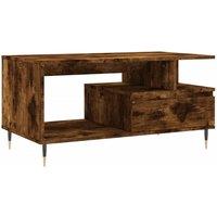 Berkfield Home Coffee Table Smoked Oak 90x49x45 cm Engineered Wood in Brown | Size: 90 x 49 x 45 cm