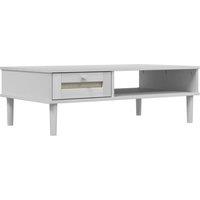 Berkfield Home Coffee Table SENJA Rattan Look White 100x55x33 cm Solid Wood | Size: 100 x 55 x 33 cm