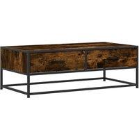 Berkfield Home Coffee Table Smoked Oak 100x50x35 cm Engineered Wood & Metal in Brown | Size: 100 x 50 x 35 cm