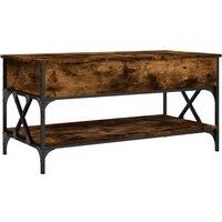 Berkfield Home Coffee Table Smoked Oak 100x50x50 cm Engineered Wood & Metal in Brown | Size: 100 x 50 x 50 cm