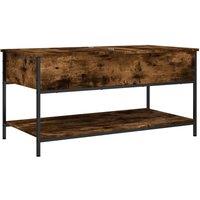 Berkfield Home Coffee Table Smoked Oak 100x50x50 cm Engineered Wood & Metal in Brown | Size: 100 x 50 x 50 cm