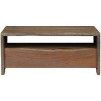 Berkfield Home Coffee Table Solid Acacia Wood Live Edges 90x50x40 cm Grey | Size: 90 x 50 x 40 cm