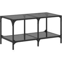 Berkfield Home Coffee Table with Black Glass Top 78.5x40x40 cm Steel