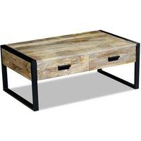 Berkfield Home Coffee Table with 2 Drawers Solid Mango Wood 100x60x40 cm in Brown | Size: 100 x 60 x 40 cm