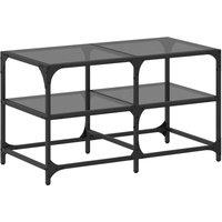 Berkfield Home Coffee Table with Black Glass Top 78.5x40x45 cm Steel