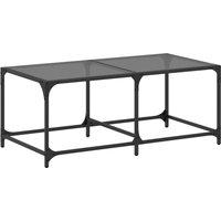 Berkfield Home Coffee Table with Black Glass Top 98.5x50x40 cm Steel