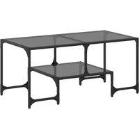 Berkfield Home Coffee Table with Black Glass Top 98.5x50x45 cm Steel