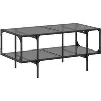 Berkfield Home Coffee Table with Black Glass Top 98.5x50x45 cm Steel