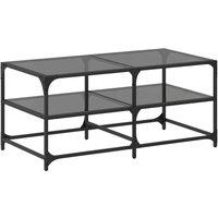 Berkfield Home Coffee Table with Black Glass Top 98.5x50x45 cm Steel