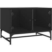 Berkfield Home Coffee Table with Glass Doors Black 68.5x50x50 cm