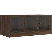 Berkfield Home Coffee Table with Glass Doors Brown Oak 102x50x42 cm | Size: 102 x 50 x 42 cm