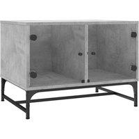 Berkfield Home Coffee Table with Glass Doors Concrete Grey 68.5x50x50 cm