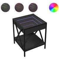 Berkfield Home Coffee Table with Infinity LED Black 40x40x49 cm | Size: 40 x 40 x 49 cm