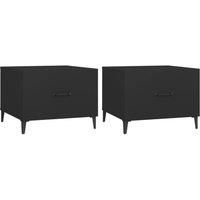 Berkfield Home Coffee Table with Metal Legs 2 pcs Black 50x50x40 cm | Size: 50 x 50 x 40 cm