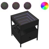 Berkfield Home Coffee Table with Infinity LED Black 40x40x51 cm | Size: 40 x 40 x 51 cm