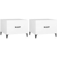 Berkfield Home Coffee Table with Metal Legs 2 pcs White 50x50x40 cm | Size: 50 x 50 x 40 cm