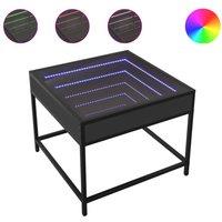 Berkfield Home Coffee Table with Infinity LED Black 50x50x41 cm | Size: 50 x 50 x 41 cm