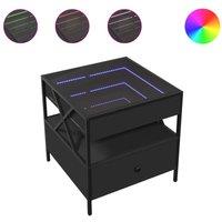Berkfield Home Coffee Table with Infinity LED Black 50x50x51 cm | Size: 50 x 50 x 51 cm