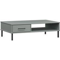 Berkfield Home Coffee Table with Metal Legs Grey Solid Wood Pine OSLO