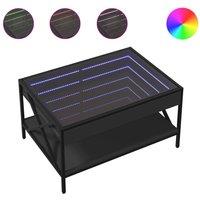 Berkfield Home Coffee Table with Infinity LED Black 70x50x38 cm | Size: 70 x 50 x 38 cm