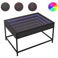 Berkfield Home Coffee Table with Infinity LED Black 70x50x41 cm | Size: 70 x 50 x 41 cm