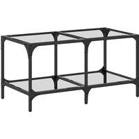 Berkfield Home Coffee Table with Transparent Glass Top 78.5x40x40 cm Steel