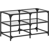 Berkfield Home Coffee Table with Transparent Glass Top 78.5x40x45 cm Steel