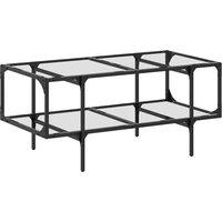 Berkfield Home Coffee Table with Transparent Glass Top 98.5x50x45 cm Steel