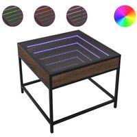 Berkfield Home Coffee Table with Infinity LED Brown Oak 50x50x41 cm | Size: 50 x 50 x 41 cm