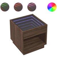 Berkfield Home Coffee Table with Infinity LED Brown Oak 50x50x50 cm | Size: 50 x 50 x 50 cm