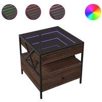 Berkfield Home Coffee Table with Infinity LED Brown Oak 50x50x51 cm | Size: 50 x 50 x 51 cm