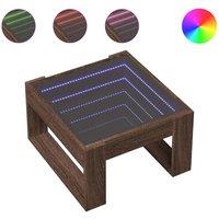 Berkfield Home Coffee Table with Infinity LED Brown Oak 50x53x30 cm | Size: 50 x 53 x 30 cm