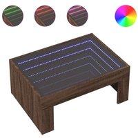 Berkfield Home Coffee Table with Infinity LED Brown Oak 70x50x30 cm | Size: 70 x 50 x 30 cm