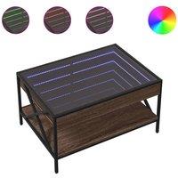 Berkfield Home Coffee Table with Infinity LED Brown Oak 70x50x38 cm | Size: 70 x 50 x 38 cm