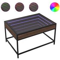 Berkfield Home Coffee Table with Infinity LED Brown Oak 70x50x41 cm | Size: 70 x 50 x 41 cm