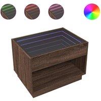 Berkfield Home Coffee Table with Infinity LED Brown Oak 70x50x50 cm | Size: 70 x 50 x 50 cm