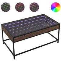 Berkfield Home Coffee Table with Infinity LED Brown Oak 90x50x41 cm | Size: 90 x 50 x 41 cm