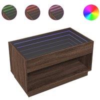 Berkfield Home Coffee Table with Infinity LED Brown Oak 90x50x50 cm | Size: 90 x 50 x 50 cm