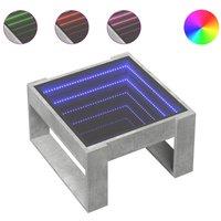 Berkfield Home Coffee Table with Infinity LED Concrete Grey 50x53x30 cm | Size: 50 x 53 x 30 cm