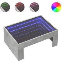 Berkfield Home Coffee Table with Infinity LED Concrete Grey 70x50x30 cm | Size: 70 x 50 x 30 cm