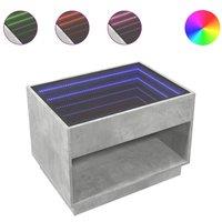 Berkfield Home Coffee Table with Infinity LED Concrete Grey 70x50x50 cm | Size: 70 x 50 x 50 cm