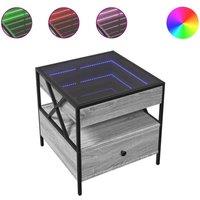Berkfield Home Coffee Table with Infinity LED Grey Sonoma 50x50x51 cm | Size: 50 x 50 x 51 cm