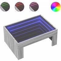 Berkfield Home Coffee Table with Infinity LED Grey Sonoma 70x50x30 cm | Size: 70 x 50 x 30 cm