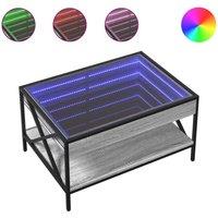 Berkfield Home Coffee Table with Infinity LED Grey Sonoma 70x50x38 cm | Size: 70 x 50 x 38 cm