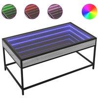 Berkfield Home Coffee Table with Infinity LED Grey Sonoma 90x50x41 cm | Size: 90 x 50 x 41 cm