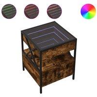 Berkfield Home Coffee Table with Infinity LED Smoked Oak 40x40x51 cm in Brown | Size: 40 x 40 x 51 cm