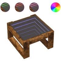 Berkfield Home Coffee Table with Infinity LED Smoked Oak 50x53x30 cm in Brown | Size: 50 x 53 x 30 cm