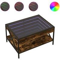 Berkfield Home Coffee Table with Infinity LED Smoked Oak 70x50x38 cm in Brown | Size: 70 x 50 x 38 cm