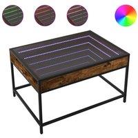 Berkfield Home Coffee Table with Infinity LED Smoked Oak 70x50x41 cm in Brown | Size: 70 x 50 x 41 cm